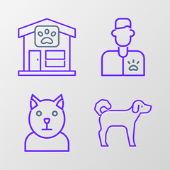 Poster - Set line Dog, Cat, Veterinarian doctor and Pet grooming icon. Vector