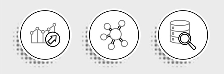 Poster - set line server, financial growth and project team base icon. vector