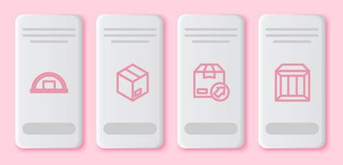 Poster - Set line Warehouse, Carton cardboard box, and . White rectangle button. Vector