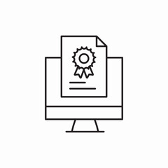 Poster - Computer certificate diploma icon vector sign