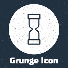Poster - Grunge line Old hourglass with flowing sand icon isolated on grey background. Sand clock sign. Business and time management concept. Monochrome vintage drawing. Vector