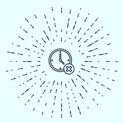 Poster - black line clock delete icon isolated on grey background. time symbol. abstract circle random dots. 