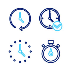 Poster - set line stopwatch, clock, and icon. vector