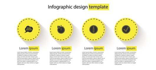 Poster - set five stars rating review, stopwatch, information and check mark circle. business infographic tem