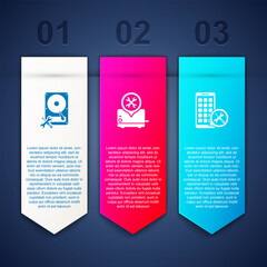 Poster - Set Hard disk drive service, Toaster and Mobile Apps. Business infographic template. Vector