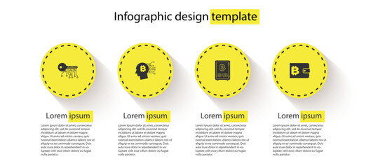 Poster - Set Cryptocurrency key, Bitcoin think, Proof of stake and wallet. Business infographic template. Vector