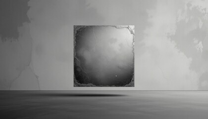 Poster - Floating abstract square minimalist design digital art indoor environment unique perspective surreal concept