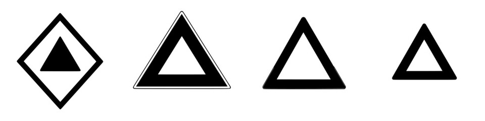 Poster - Vector illustration showcasing various geometric triangle icons in black and white design style