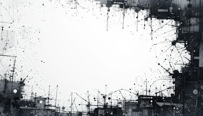 Poster - Creative abstract art displaying geometric patterns in urban setting digital artwork monochrome environment artistic viewpoint