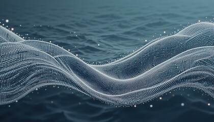 Poster - Flowing digital waves ocean depths abstract art serene environment close-up view fluid motion concept for modern aesthetic