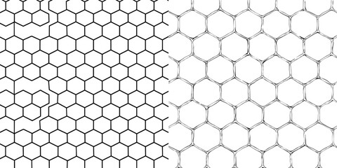 Poster - Hexagonal pattern vector illustration showcasing both line art and metallic textures in a minimalist design