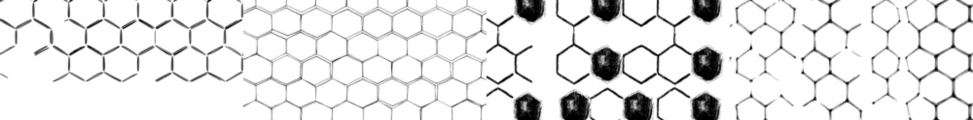 Poster - Geometric icon vector illustration featuring hexagonal patterns in black and white against a simple background