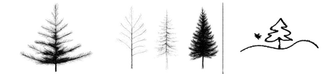 Poster - Vector illustrations of various tree shapes for design and decoration purposes in digital applications