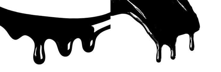 Poster - Black dripping paint vector illustration showing fluid shapes and textures for creative projects and design purposes