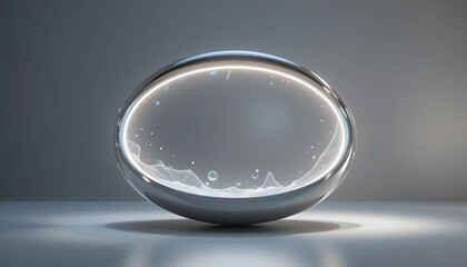 Poster - Dynamic water simulation in a futuristic glass sphere studio setting 3d animation minimalist environment close-up perspective conceptual design for visual impact
