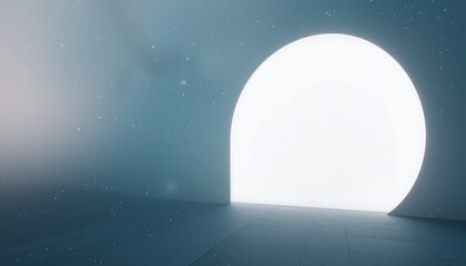 Poster - Illuminating portal entrance futuristic space digital art ethereal environment wide-angle view concept of possibility and discovery