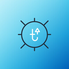 Fototapete - Line Sun icon isolated on blue background. Summer symbol. Good sunny day. Colorful outline concept. Vector