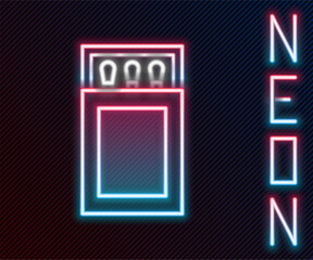 Poster - Glowing neon line Open matchbox and matches icon isolated on black background. Colorful outline concept. Vector