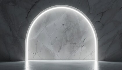 Poster - Illuminated archway installation modern gallery digital art display minimalist environment contemporary viewpoint innovative concept for artistic expression