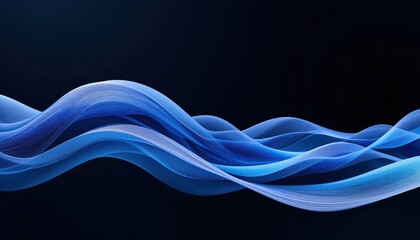 Poster - Flowing blue waves digital space abstract graphic design modern environment aesthetic viewpoint visual concept for creative inspiration