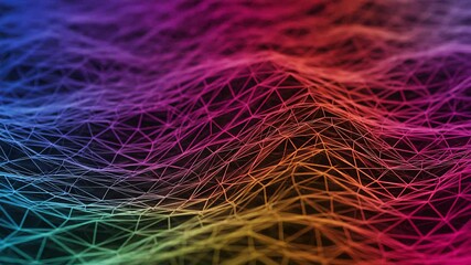 Abstract Network Connecting with Colorful Lines 3D Rendering