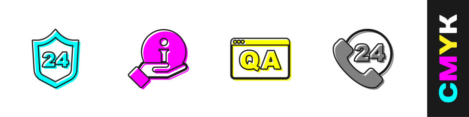 Fototapete - Set Telephone 24 hours support, Information, Question and Answer and icon. Vector