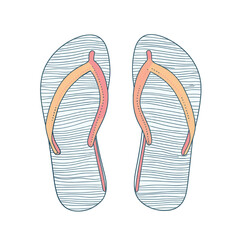 Colorful flip flops with line pattern - bright summer footwear design