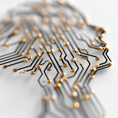 Fototapete - Artificial Intelligence: A Circuit Board Brain Depicting Cognitive Processes and Futuristic Technology