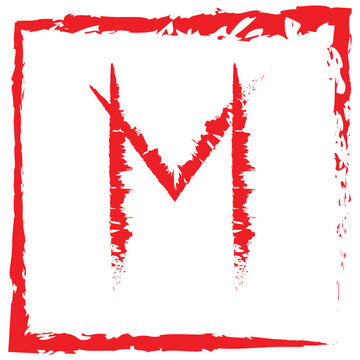 red paint texture letter vector on white background