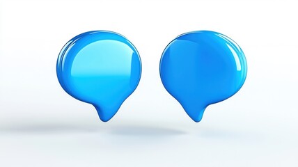 Aufkleber - 3d Two vibrant, glossy speech blue bubbles chat, float against a clean white background, symbolizing open communication and dialogue