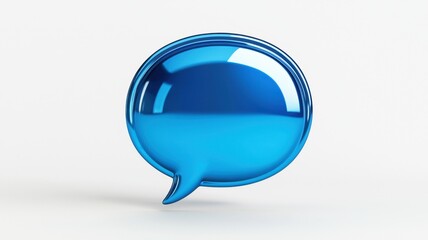 Aufkleber - 3d icon Glossy blue speech bubble hovering over white background, symbolizing digital communication and social interaction