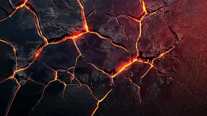 Poster - Cracks of fire illuminate the dark surface in a mesmerizing dance of heat and light at twilight Generative AI