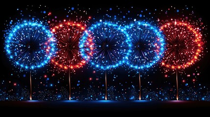 Wall Mural - vibrant firework explosion in night sky with glowing trails, sparkling particles, and cinematic ligh