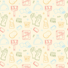 vector seamless pattern with cleaning products