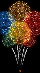 Wall Mural - vibrant firework explosion in night sky with glowing trails, sparkling particles, and cinematic ligh