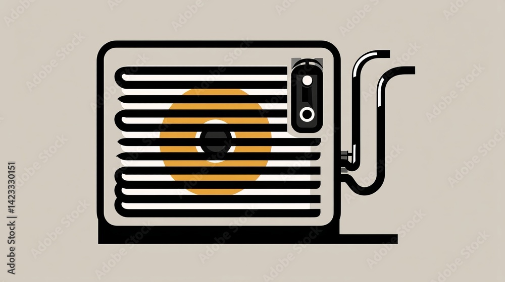 Condensor Fan Vector Vector icon of condenser coil with copper tubes and fan Part of HVAC ...