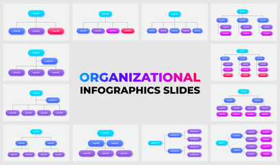 Poster - Customizable organizational charts showcasing colorful infographic designs ideal for business presentations, team structures, and data visualization. Perfect for management hierarchy planning