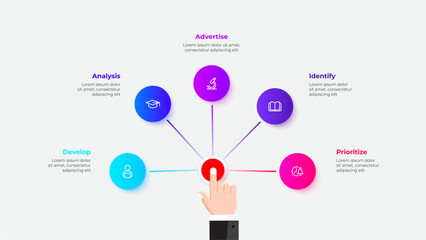 Poster - Business Workflow Diagram with Hand Interacting on Interactive Interface