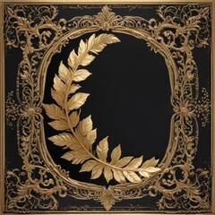 Wall Mural - golden frame with floral pattern