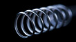 © Tark - Closeup of coiled metal spring with sufficiently high strength and elastic properties in neon light over dark background. Macro photo, selective focus. Generative AI