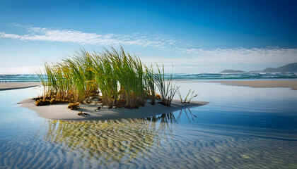 Poster - Lush island in serene water landscape
