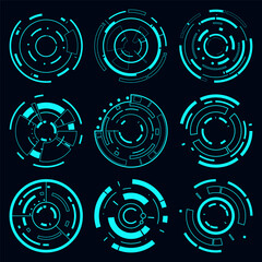 Wall Mural - futuristic frame hud technology cyberpunk design element. technology circletech element.