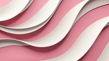 Poster - Curved layers of paper create a stunning visual effect in soft shades of pink and white during the bright afternoon light Generative AI