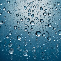 Poster - Droplets collected on glass surface reflecting soft light in a tranquil atmosphere during rainy weather