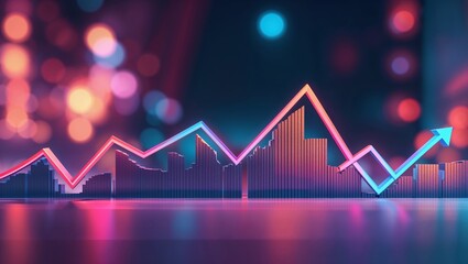 Poster - Colorful line graph representing data trends during a financial analysis at night