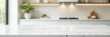 © Yuwadee - Elegant white marble countertop; ample copy space Blurred white kitchen backdrop , gleam, surface, copy space