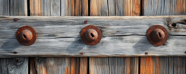 Aufkleber - Rustic weathered wood with rusty hardware creates a beautiful background texture
