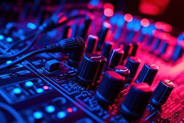 neon circuit board technology closeup