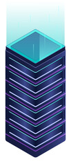 Fototapete - Isometric futuristic server. Isometric database or data center. Abstract blockchain. Computer storage. Cloud storage. Isometric technology