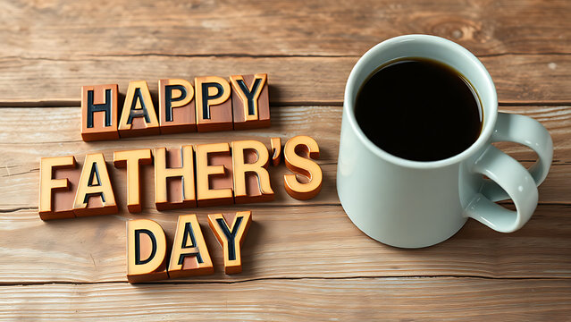 Happy Fathers day,father day greeing card in wood type,fathers day concepts